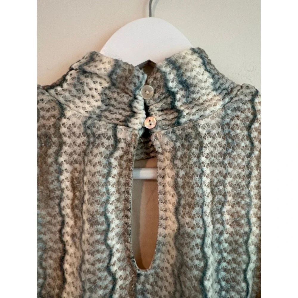 Skies Are Blue Sleeveless Mock Neck Bodycon Midi Dress Textured Knit Stripe XS
